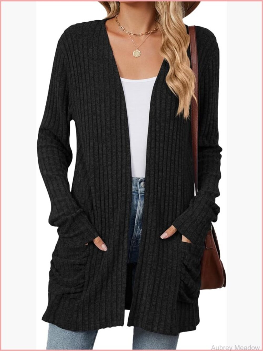 Women's Lightweight Open Front Cardigan with Pockets - Loose Fit